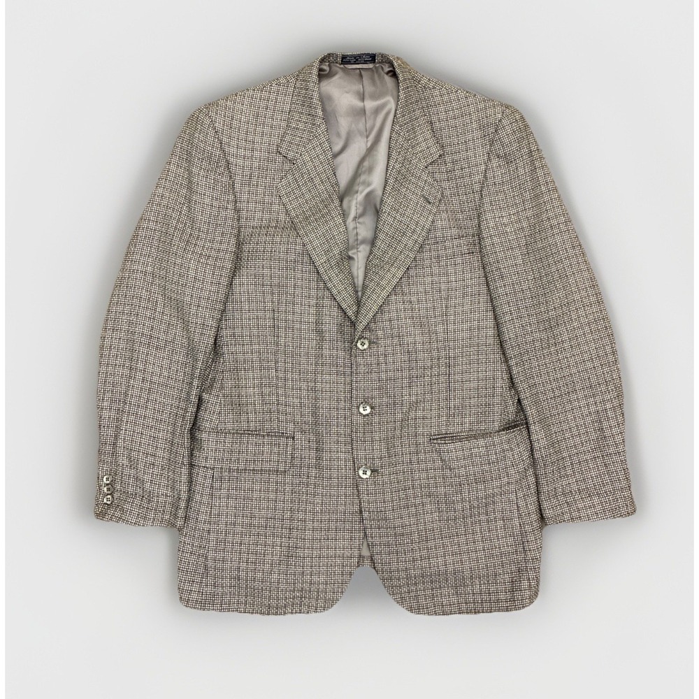 Hardy Amies Tweed Jacket Silk Wool Grey - Mens Size 42"